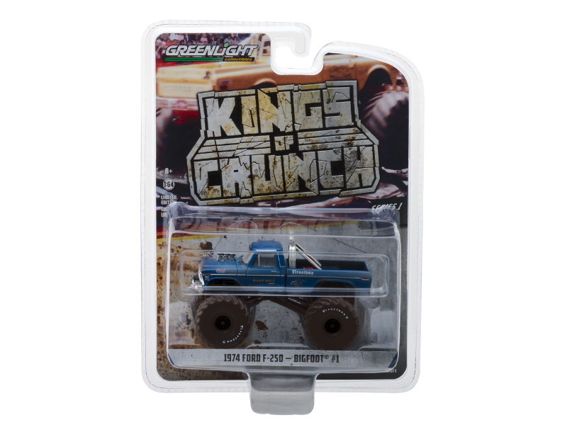 PRE-ORDER - 48 PACK 1974 Ford F-250 Monster Truck Bigfoot #1 Dirty Version (Kings of Crunch Series 1) Diecast 1:64 Scale Model - Greenlight 49010A