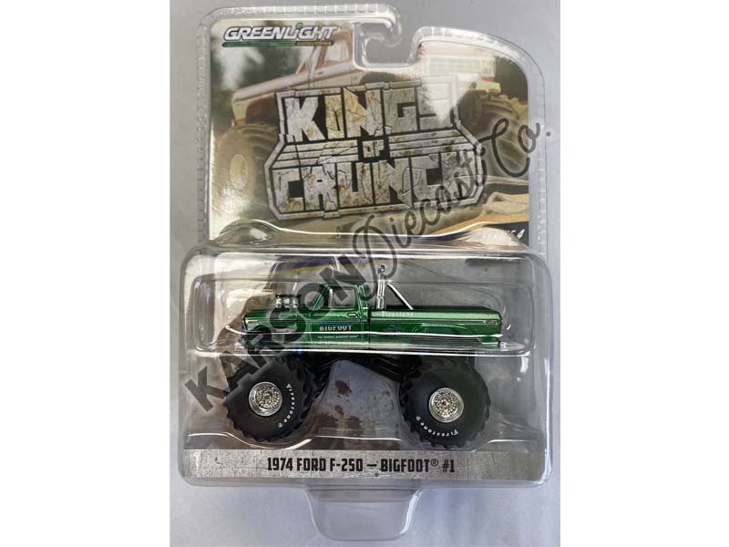 CHASE 1974 Ford F-250 Monster Truck Bigfoot #1 w/ 66-Inch Tires (Kings of Crunch Series 4) Diecast 1:64 Scale Model - Greenlight 49040A