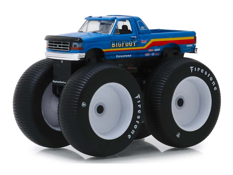 CHASE 1996 Ford F-250 Monster Truck Bigfoot #7 Metallic Blue w/ Stripes (Kings of Crunch) Series 5 Diecast 1:64 Model - Greenlight 49050F