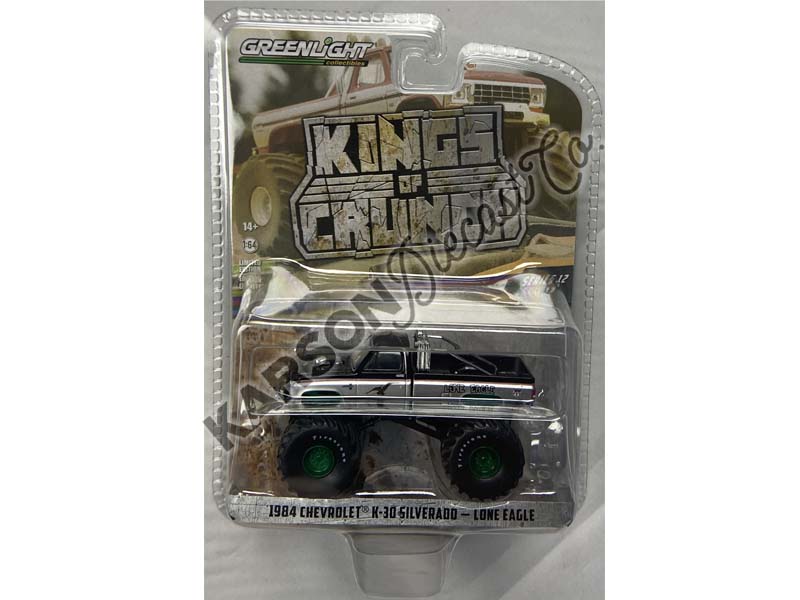 CHASE 1984 Chevrolet K-30 Silverado Monster Truck - Lone Eagle (Kings of Crunch Series 12) Diecast 1:64 Scale Models - Greenlight 49120E