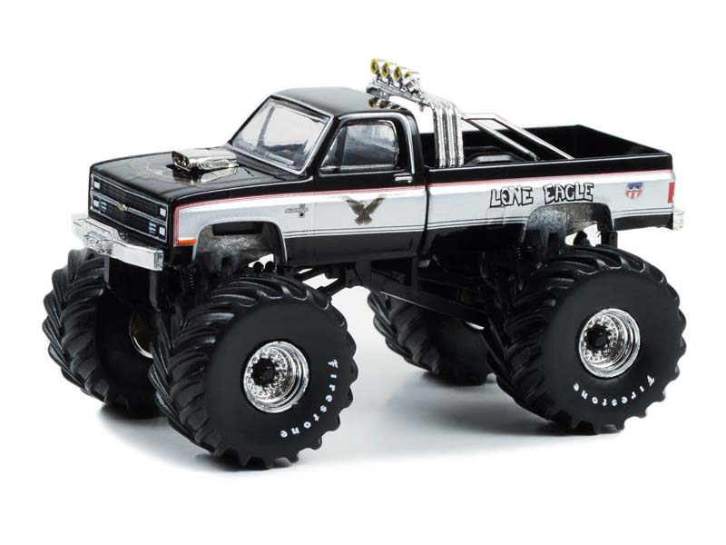 CHASE 1984 Chevrolet K-30 Silverado Monster Truck - Lone Eagle (Kings of Crunch Series 12) Diecast 1:64 Scale Models - Greenlight 49120E