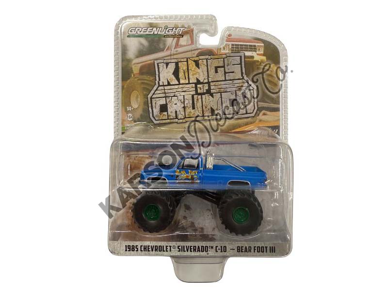 CHASE 1985 Chevrolet Silverado C-10 Monster Truck - Bear Foot III (Kings of Crunch Series 13) Diecast 1:64 Scale Model - Greenlight 49130C