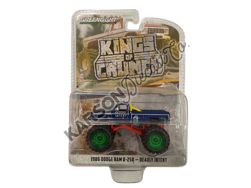 CHASE 1986 Dodge Ram D-250 Monster Truck - Deadly Intent (Kings of Crunch Series 13) Diecast 1:64 Scale Model - Greenlight 49130E