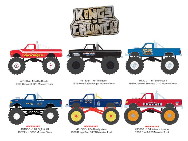 (Kings of Crunch) Series 13 SET OF 6 Diecast 1:64 Scale Model - Greenlight 49130
