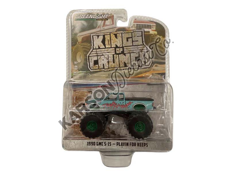 CHASE 1990 GMC S-15 Monster Truck - Playin for Keeps (Kings of Crunch Series 14) Diecast 1:64 Scale Model - Greenlight 49140E