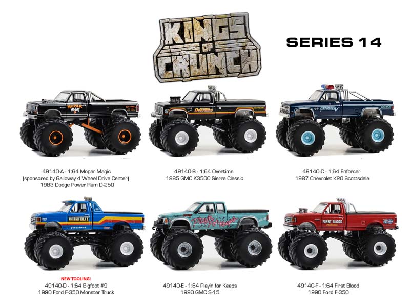 (Kings of Crunch) Series 14 SET OF 6 Diecast 1:64 Scale Models - Greenlight 49140