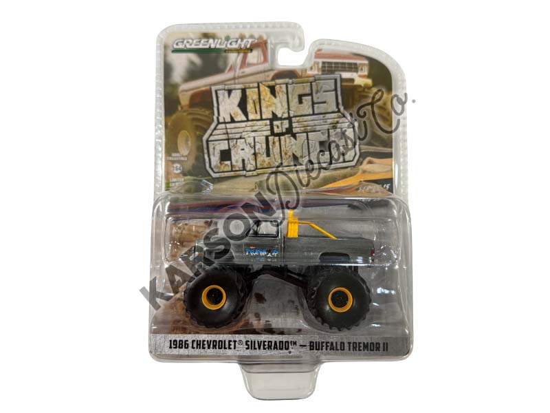 RAW CHASE 1986 Chevy Silverado - Buffalo Tremor II (Kings of Crunch Series 15) Diecast 1:64 Scale Model - Greenlight 49150B