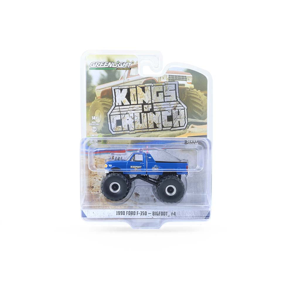 CHROME CHASE 1990 Ford F-350 Bigfoot #4 Monster Truck (Kings of Crunch Series 16) Diecast 1:64 Scale Model - Greenlight 49160D
