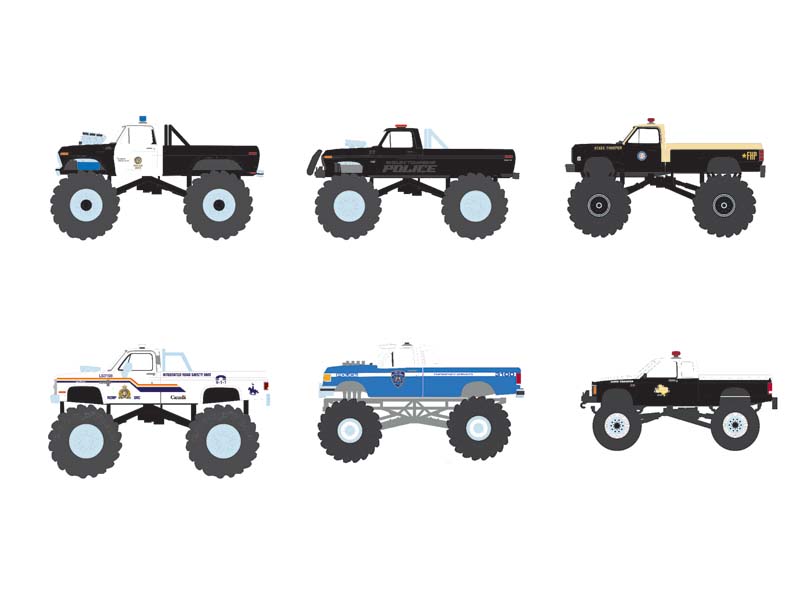 (Kings of Crunch Special Edition – Hot Pursuit) SET OF 6 Diecast 1:64 Scale Models - Greenlight 49170