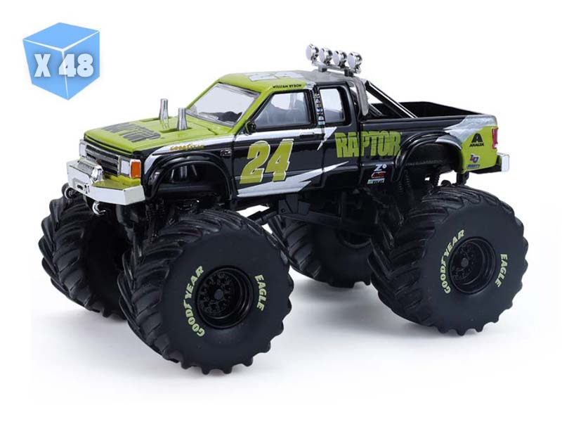 PRE-ORDER - 48 PACK 1986 Chevrolet S-10 Extended Cab Monster Truck - #24 Raptor Hendrick Motorsports (Kings of Crunch) Diecast 1:64 Scale Model - Greenlight 49180C