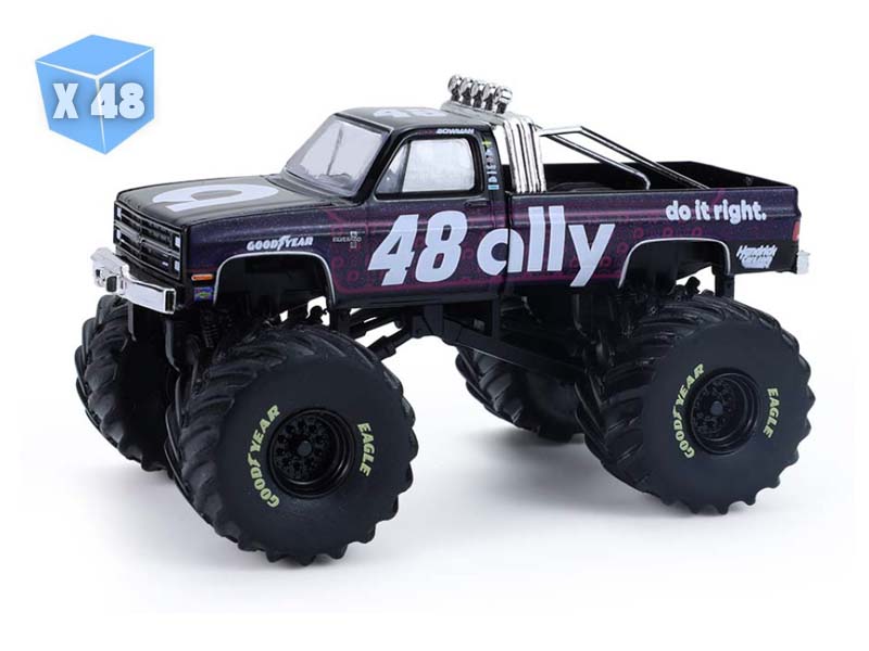 PRE-ORDER - 48 PACK 1984 Chevrolet Silverado Monster Truck - #48 Ally Hendrick Motorsports (Kings of Crunch) Diecast 1:64 Scale Model - Greenlight 49180D