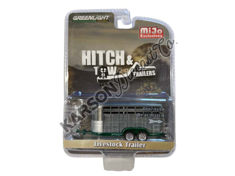 RAW CHASE Livestock Trailer - White (Hitch & Tow Trailers) Diecast 1:64 Scale Model - Greenlight 51212