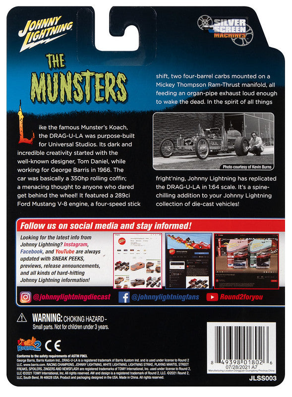 Barris Drag-U-La The Munsters (Silver Screen Machines) Diecast 1:64 Scale Model - Johnny Lightning JLSS003