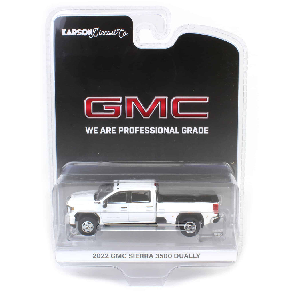 2022 GMC Sierra 3500HD Pro Dually - Summit White (Exclusive) Diecast 1:64 Scale Model - Karson Diecast Co. 51560A