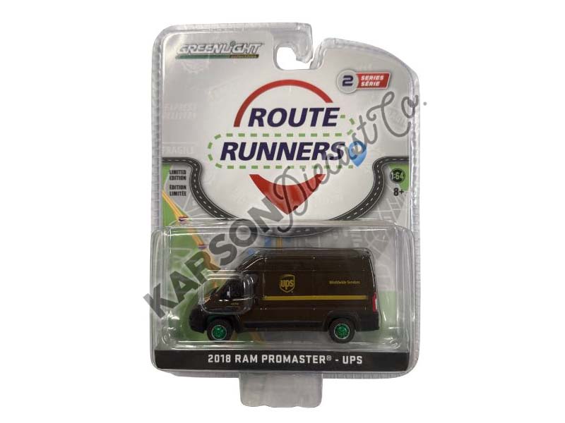 CHASE 2018 Ram ProMaster 2500 Cargo High Roof Van (UPS) Worldwide Services (Route Runners Series 2) Diecast 1:64 Scale Model - Greenlight 53020D