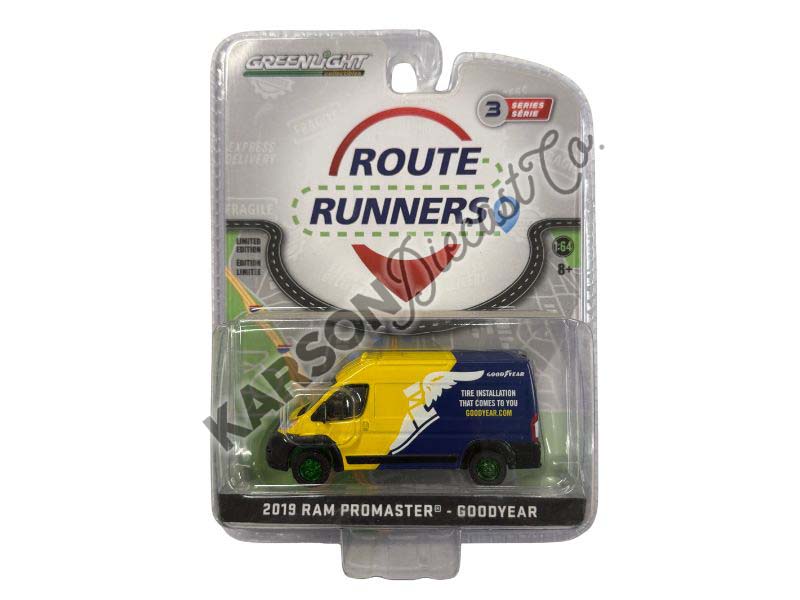 CHASE 2019 Ram ProMaster 2500 Cargo High Roof - Goodyear Tire (Route Runners Series 3) Diecast 1:64 Scale Model - Greenlight 53030E
