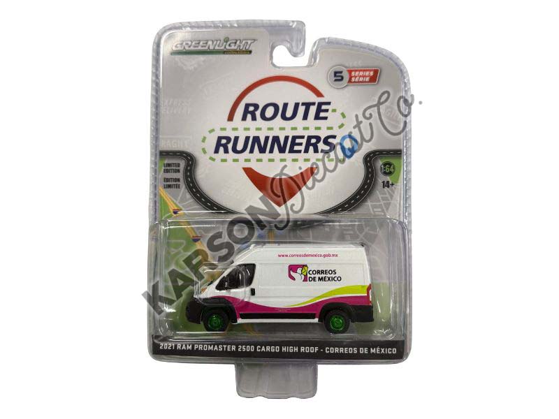 CHASE 2021 Ram ProMaster 2500 Cargo High Roof - Correos de Mexico (Route Runners Series 5) Diecast 1:64 Scale Model - Greenlight 53050F