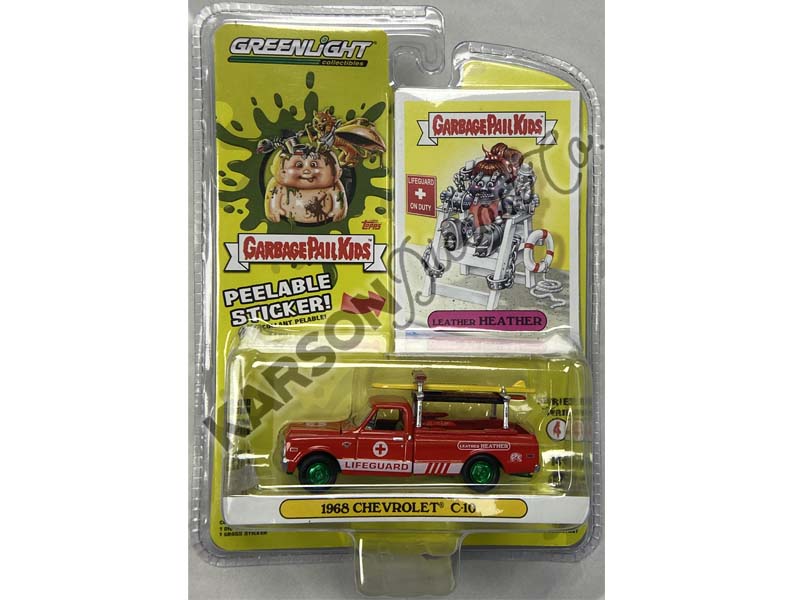 CHASE 1968 Chevrolet C-10 Lifeguard on Duty - Leather Heather (Garbage Pail Kids Series 4) Diecast 1:64 Model Car - Greenlight 54070C