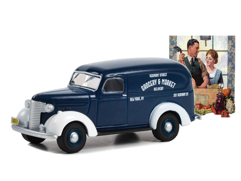 1939 Chevrolet Panel Truck - Grocery & Market Delivery (Norman Rockwell ) Series 5 Diecast 1:64 Scale Model - Greenlight 54080A