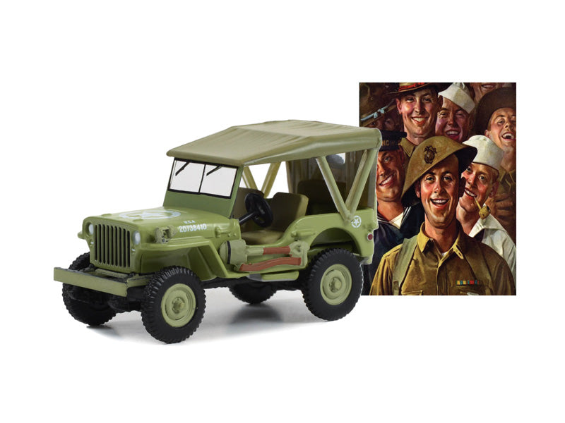 1945 Willys MB Jeep - U.S. Army (Norman Rockwell ) Series 5 Diecast 1:64 Scale Model - Greenlight 54080B