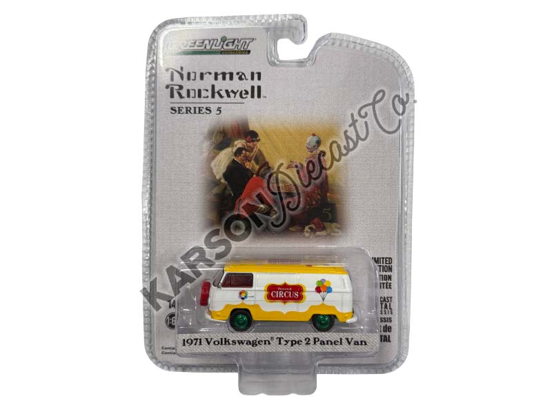 CHASE 1971 Volkswagen Type 2 Panel Van - The Circus (Norman Rockwell Series 5) Diecast 1:64 Scale Model - Greenlight 54080F