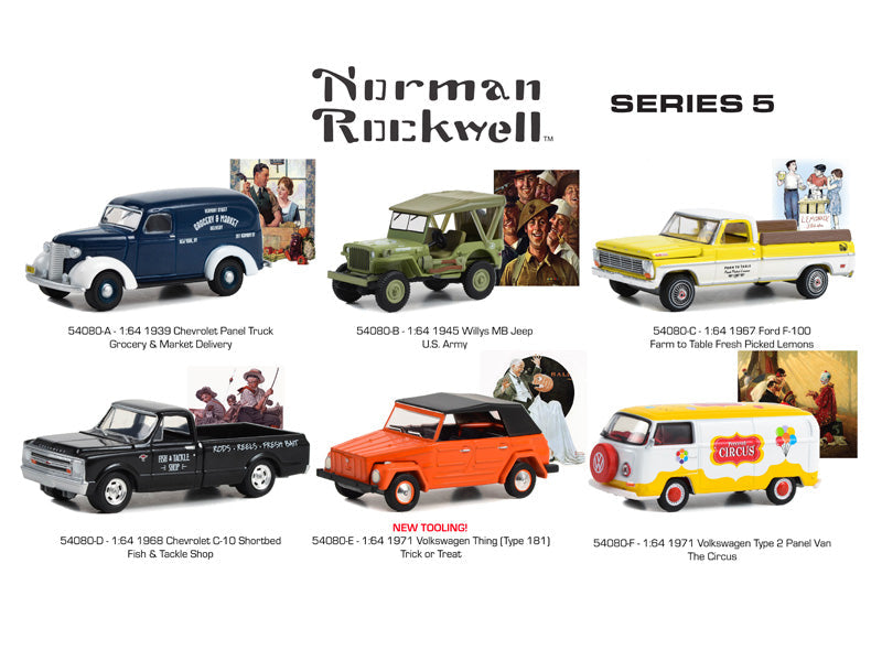 (Norman Rockwell) Series 5 SET OF 6 Diecast 1:64 Scale Model - Greenlight 54080