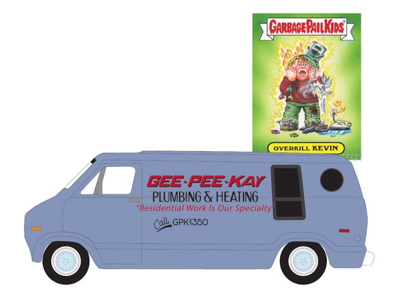 PRE-ORDER 1976 Dodge B-100 Van - Overkill Kevin (Garbage Pail Kids Series 6) Diecast 1:64 Scale Model - Greenlight 54100D