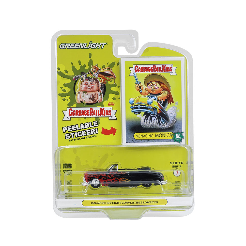 48 PACK 1950 Mercury Eight Convertible Lowrider - Menacing Monica (Garbage Pail Kids Series 7) Diecast 1:64 Scale Model - Greenlight 54110F
