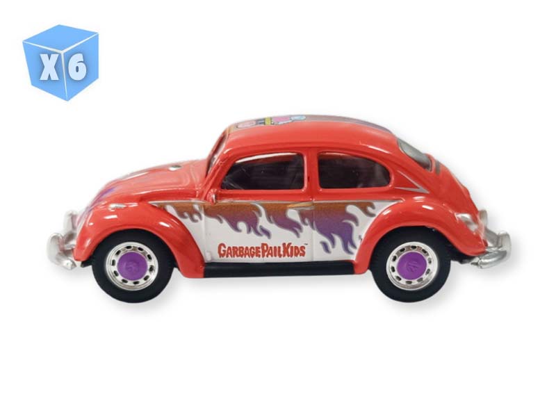 PRE-ORDER - 6 PACK Classic Volkswagen Beetle - Lily No Problema (Garbage Pail Kids Series 9 - 40th Anniversary) Diecast 1:64 Scale Model - Greenlight 54130E