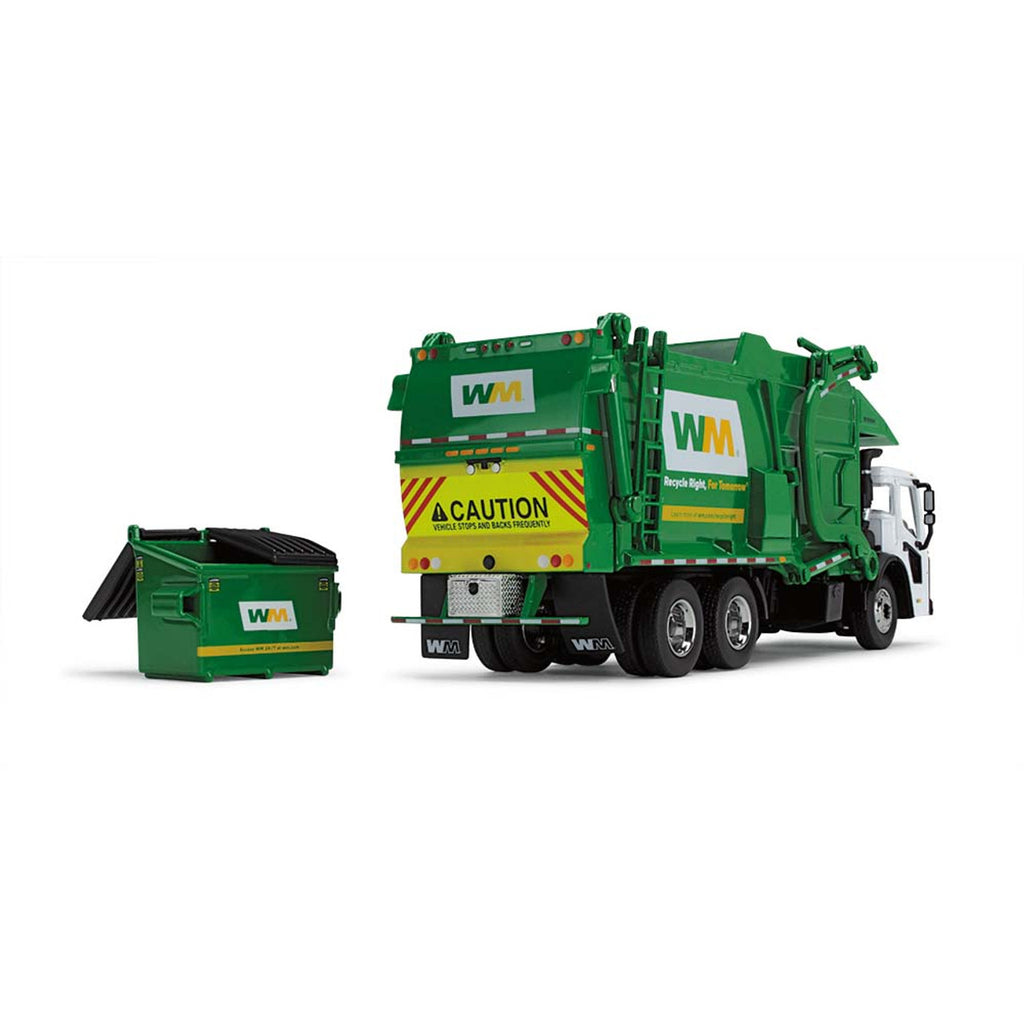 Mack LR w/ McNeilus Meridian Front Load Refuse Truck and Trash Bin (Waste Management) Diecast 1:64 Scale Model - First Gear 60-1796D