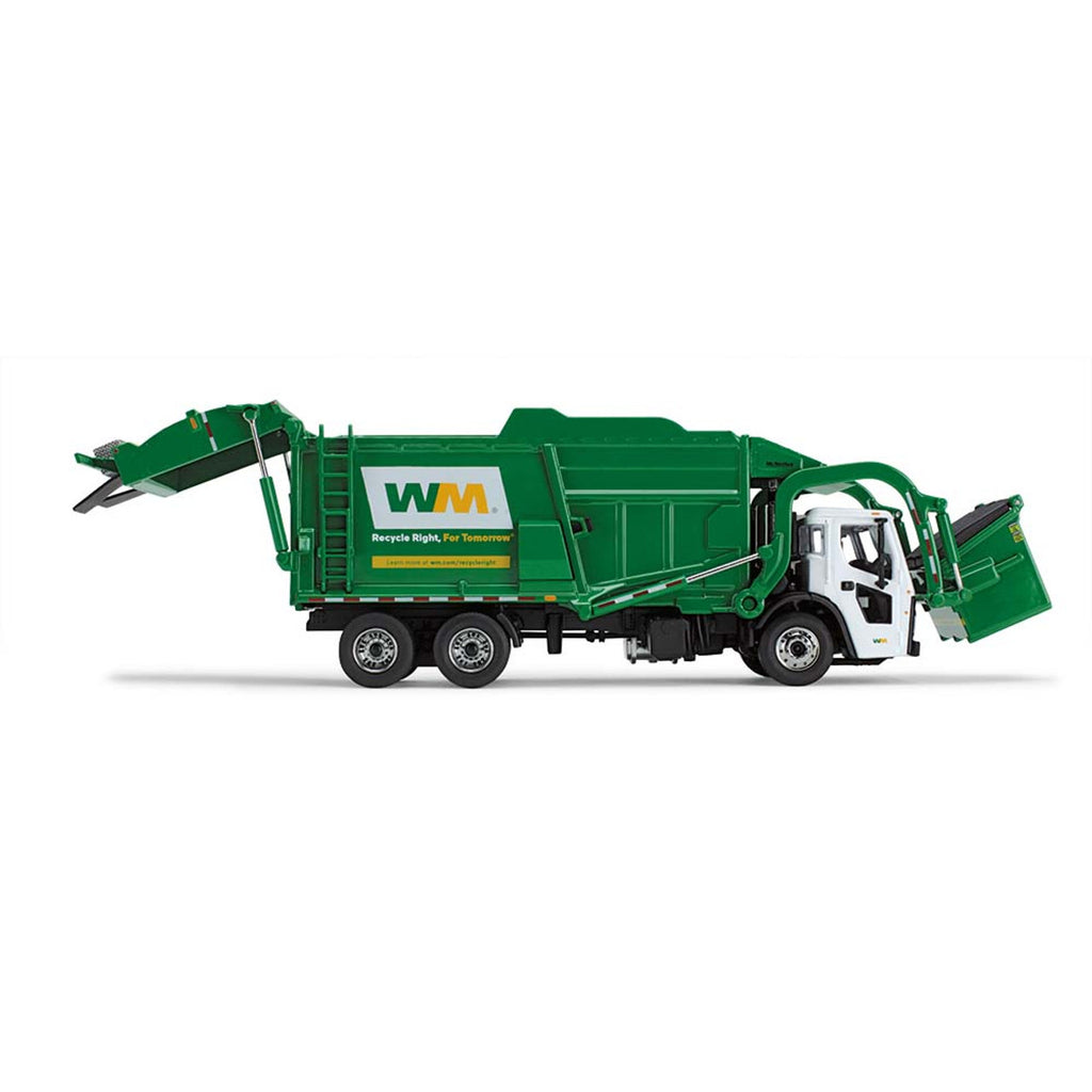 Mack LR w/ McNeilus Meridian Front Load Refuse Truck and Trash Bin (Waste Management) Diecast 1:64 Scale Model - First Gear 60-1796D