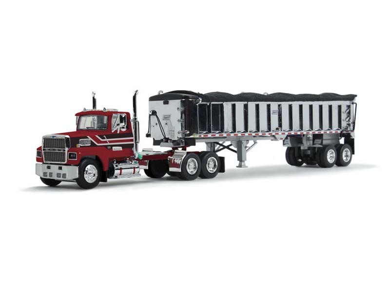 PRE-ORDER Ford LTL 9000 Day Cab & East End Dump Trailer - Red/Black Diecast 1:64 Scale Model - DCP 60-1799