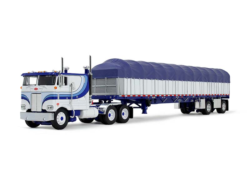 Peterbilt Model 352 COE 110" Sleeper & 53' Wilson Roadbrute Flatbed Trailer w/ Covered Wagon Diecast 1:64 Scale Model - DCP 60-2057