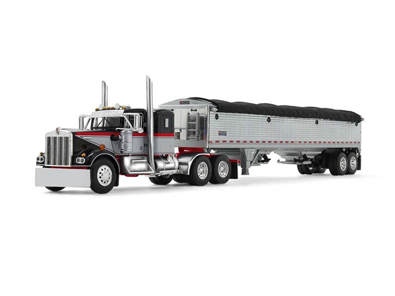 PRE-ORDER Kenworth W900A w/ 36" Sleeper & 43' Wilson Pacesetter Grain Trailer Gray/Viper Red Diecast 1:64 Scale Model - DCP 60-2137