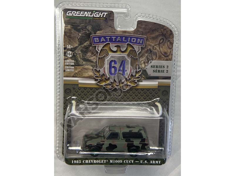 CHASE 1985 Chevrolet M1009 CUCV - U.S. Army Camouflage (Battalion 64) Series 2 Diecast 1:64 Scale Model - Greenlight 61020E