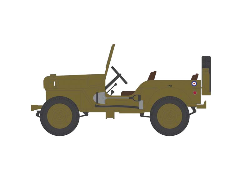 PRE-ORDER 1942 Willys MB Jeep – British Army Command Car (Battalion 64 Series 4) Diecast 1:64 Scale Model - Greenlight 61040B