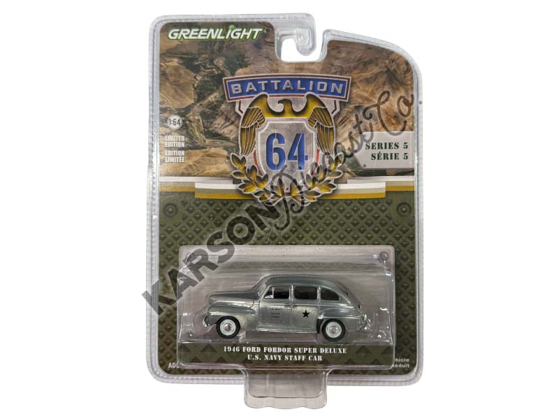 RAW CHASE 1946 Ford Fordor Super Deluxe (Battalion 64 Series 5) Diecast 1:64 Scale Model - Greenlight 61050C