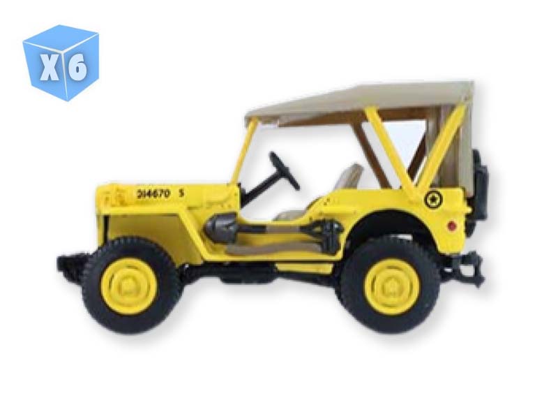 PRE-ORDER - 6 PACK 1942 Willys MB Jeep - Control Jeep - U.S. Air Force (Battalion 64 Series 6) Diecast 1:64 Scale Model - Greenlight 61060A