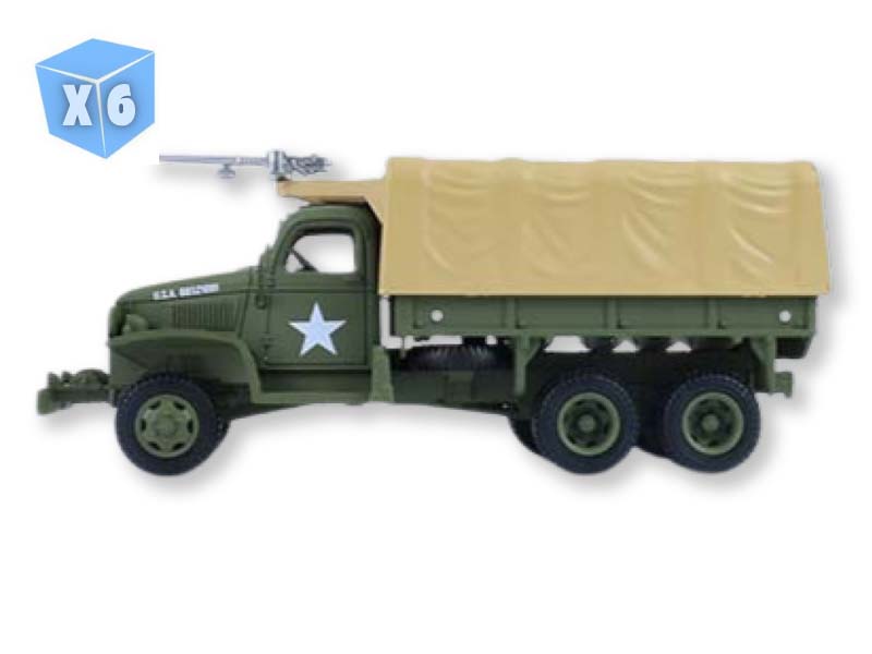 PRE-ORDER - 6 PACK 1944 GMC CCKW 353 A1 2.5T Truck - U.S. Army WWII (Battalion 64 Series 6) Diecast 1:64 Scale Model - Greenlight 61060C