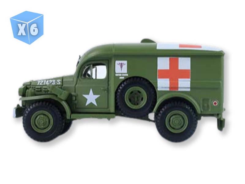 PRE-ORDER - 6 PACK 1944 Dodge WC 54 4X4 Ambulance - U.S. Army WWII (Battalion 64 Series 6) Diecast 1:64 Scale Model - Greenlight 61060D