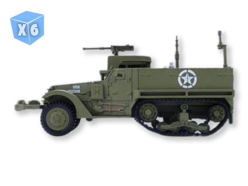 PRE-ORDER - 6 PACK M3 Half-Track Personnel Carrier - U.S. Army WWII (Battalion 64 Series 6) Diecast 1:64 Scale Model - Greenlight 61060E