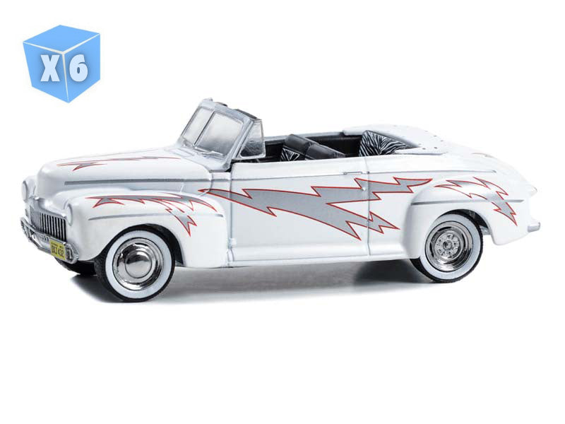 6 PACK 1948 Ford De Luxe Convertible Greased Lightnin' - Grease 1978 (Hollywood Series 40) Diecast 1:64 Scale Model - Greenlight 62010A
