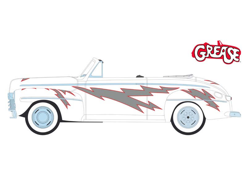 CHASE 1948 Ford De Luxe Convertible Greased Lightnin' - Grease 1978 (Hollywood Series 40) Diecast 1:64 Scale Model - Greenlight 62010A