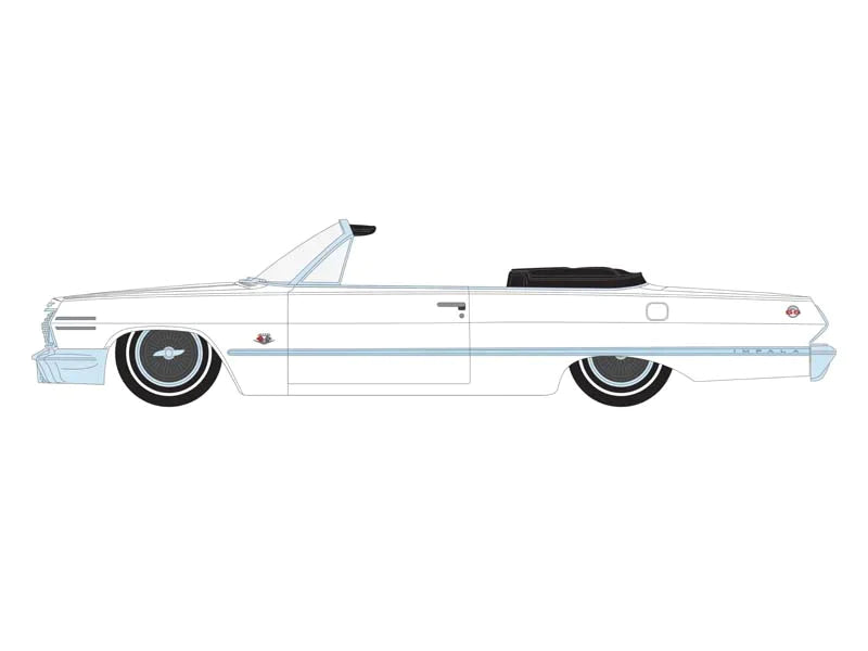 CHASE 1963 Chevrolet Impala SS Convertible - White (California Lowriders) Series 2 Diecast 1:64 Scale Model - Greenlight 63030C