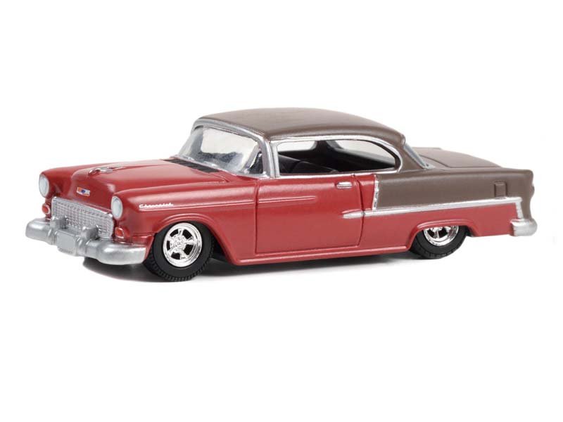 1955 Chevrolet Bel Air - Ruby Red and Matte Bronze (California Lowriders Series 3) Diecast 1:64 Scale Model - Greenlight 63040A