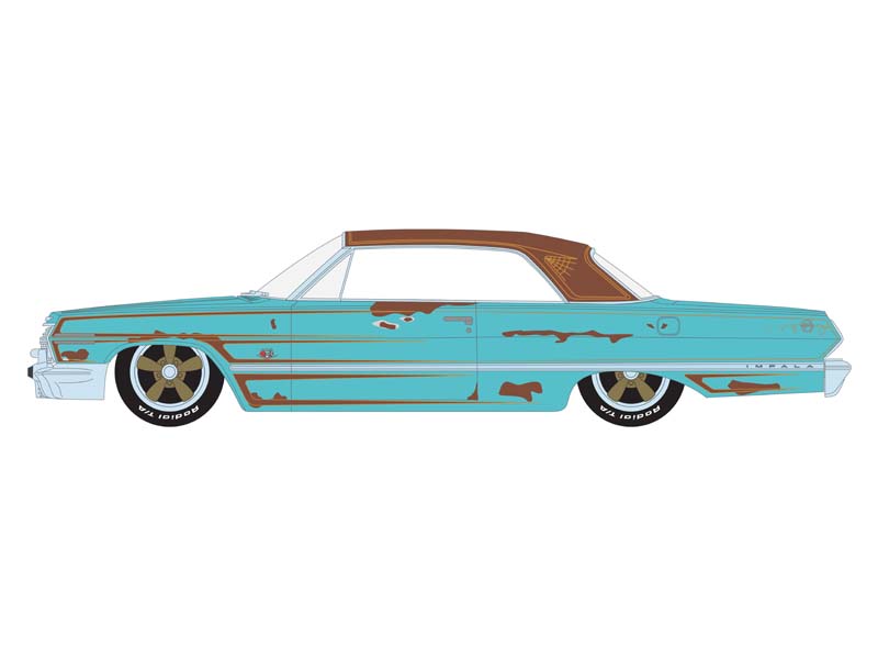 1963 Chevrolet Impala - Teal Patina (California Lowriders Series 3) Diecast 1:64 Scale Model - Greenlight 63040B