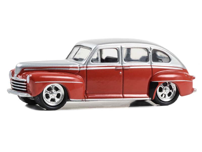 1947 Ford Fordor Super Deluxe - Silver Metallic w/ Red Two-Tone (California Lowriders) Series 4 Diecast 1:64 Scale Model - Greenlight 63050A