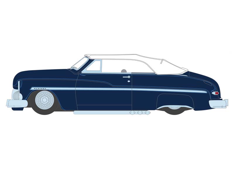 1950 Mercury Eight Chopped Top Convertible - Dark Blue Metallic (California Lowriders) Series 4 Diecast 1:64 Scale Model - Greenlight 63050B