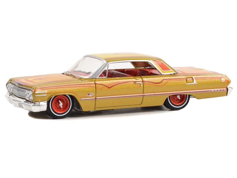 1963 Chevrolet Impala SS - Gold Metallic and Red (California Lowriders) Series 4 Diecast 1:64 Scale Model - Greenlight 63050C