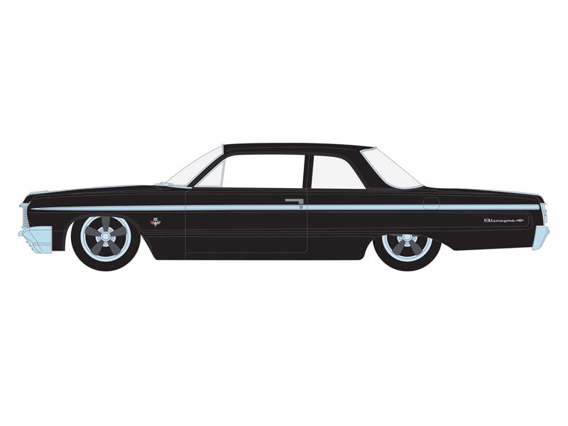 1964 Chevrolet Biscayne - Black w/ Red Interior (California Lowriders) Series 4 Diecast 1:64 Scale Model - Greenlight 63050D